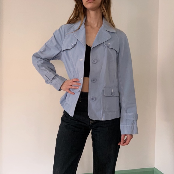 Cotton trench style jacket in sky blue from Tribal - Picture 3 of 11